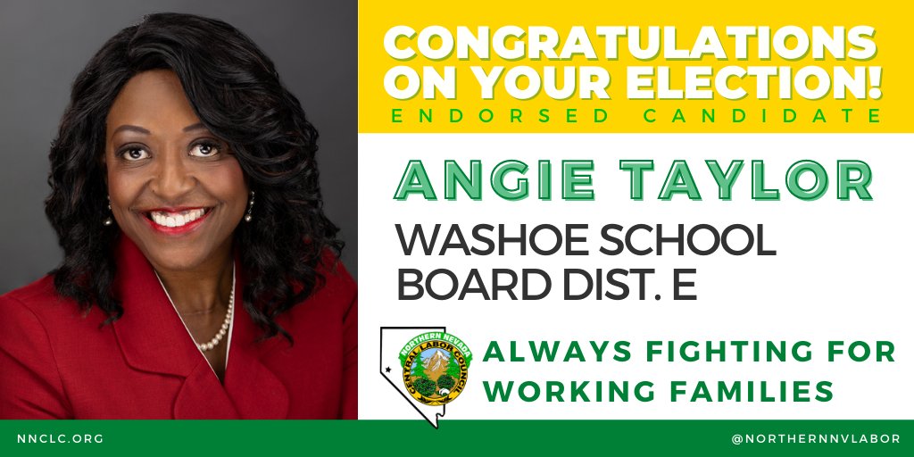 northernnvlabor's tweet photo. Congrats to Dr. Angie Taylor @drangie22 on her successful reelection to the Washoe County School Board! ๐ #Labor2020 #UnionVotes https://t.co/dScbY7Ty5C