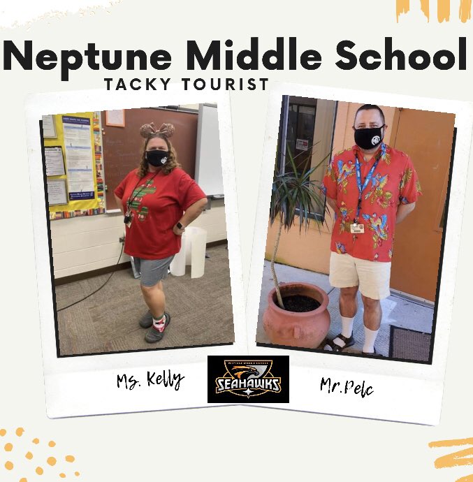 Thank you to everyone who participated in our Choice Week “Tacky Tourist day”. Ms. Kelly and Mr. Pelc really got into character today with their Tacky Tourist outfits. #awesceola #SDOCGoodtoGreat #NeptuneMiddleSchool #NeptuneSeahawks @osceolaschoolsfl