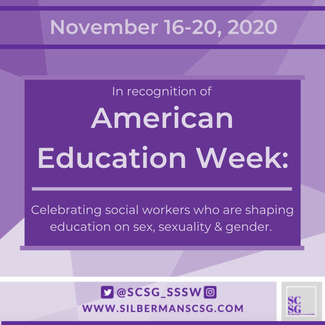 SCSG_SSSW's tweet photo. In honor of #AmericanEducationWeek, our educator of the day is @silbermanssw professor and SCSG founder: @DrDoddie! Thank you for your commitment to educating others on sex-positive, gender affirming social work. https://t.co/A2xLxZqOAZ