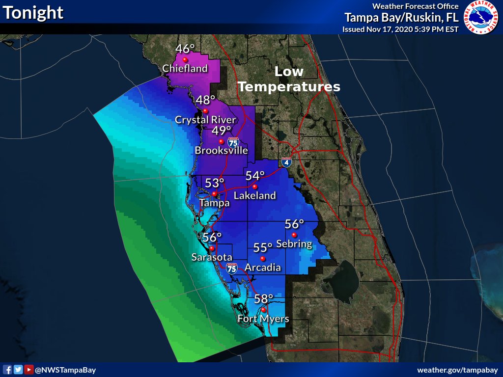 NWSTampaBay's tweet image. A cloud free and absolutely perfect #FloridaFall evening with 40s and 50s when you wake up in the morning. After the roller coaster weather we had last week, it's safe to say this benign pattern is much more appealing to our friends across the Sunshine State. Enjoy!! 😎 #flwx