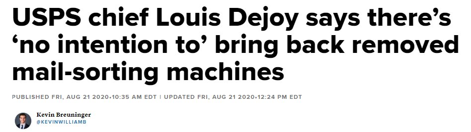 Example 50:USPS under Dejoy removed at least 700 mail collection boxes with “no intention to” bring them back.