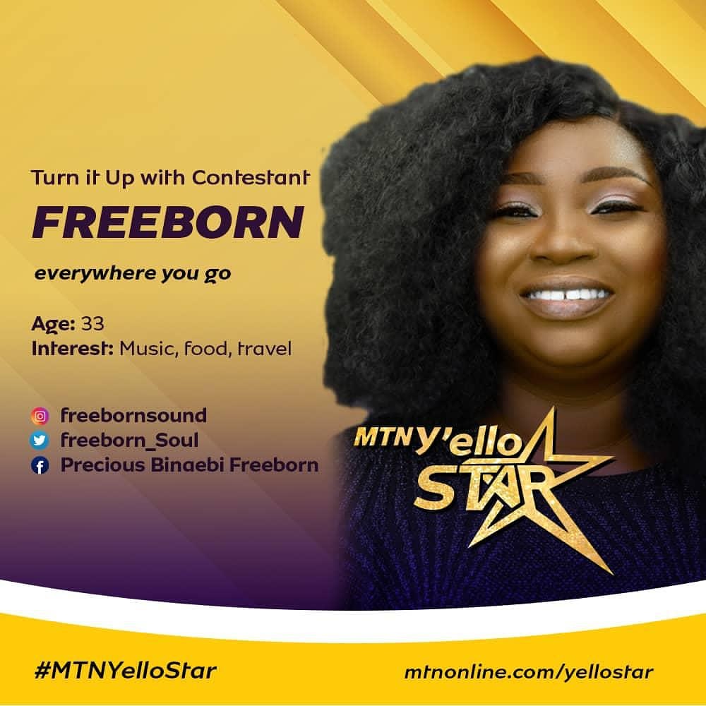 freeborn_Soul's tweet photo. A single mother of three has begun her race to the top in the #MTNYelloStar competition. Raised in a family of four and being the first daughter, Freeborn has always thrived when posted with a challenge or responsibility.
She is free spirited and enjoys cooking. https://t.co/Wf5tIiLI4q