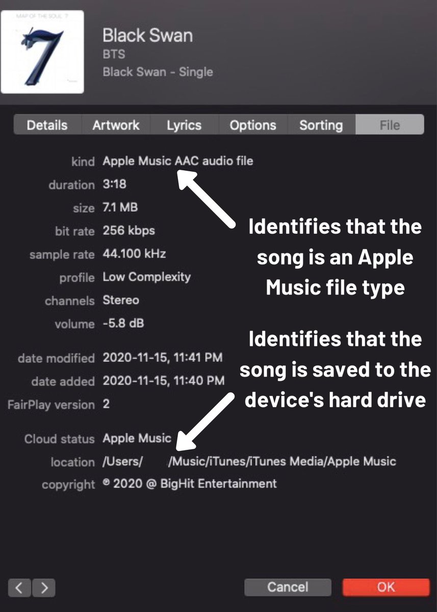 The way you find out on macOS devices (night mode) and Windows/PC devices (day mode) is the same!Click ••• > click 'Get Info' > Click 'File' tab to view file information