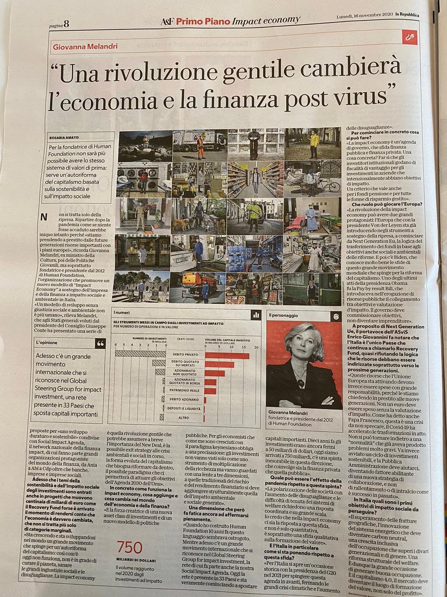 GioMelandri's tweet photo. Ieri @RepubblicaAF ci ha aiutato  a raccontare il lavoro di #HumanFoundation per la costruzione di una #impacteconomy.. https://t.co/znBwQOjD8Y