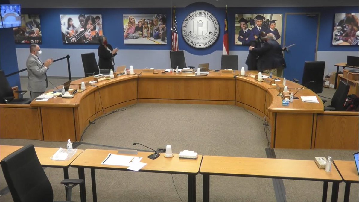 Keith Sutton praises Bill Fletcher as being an "amazing"  Wake County school board member &amp; gives him plaque at his final board meeting. Fletcher has served 19 years on board in 2 stints before losing reelection this month. #wcpss #wakepol #nced #ncpol