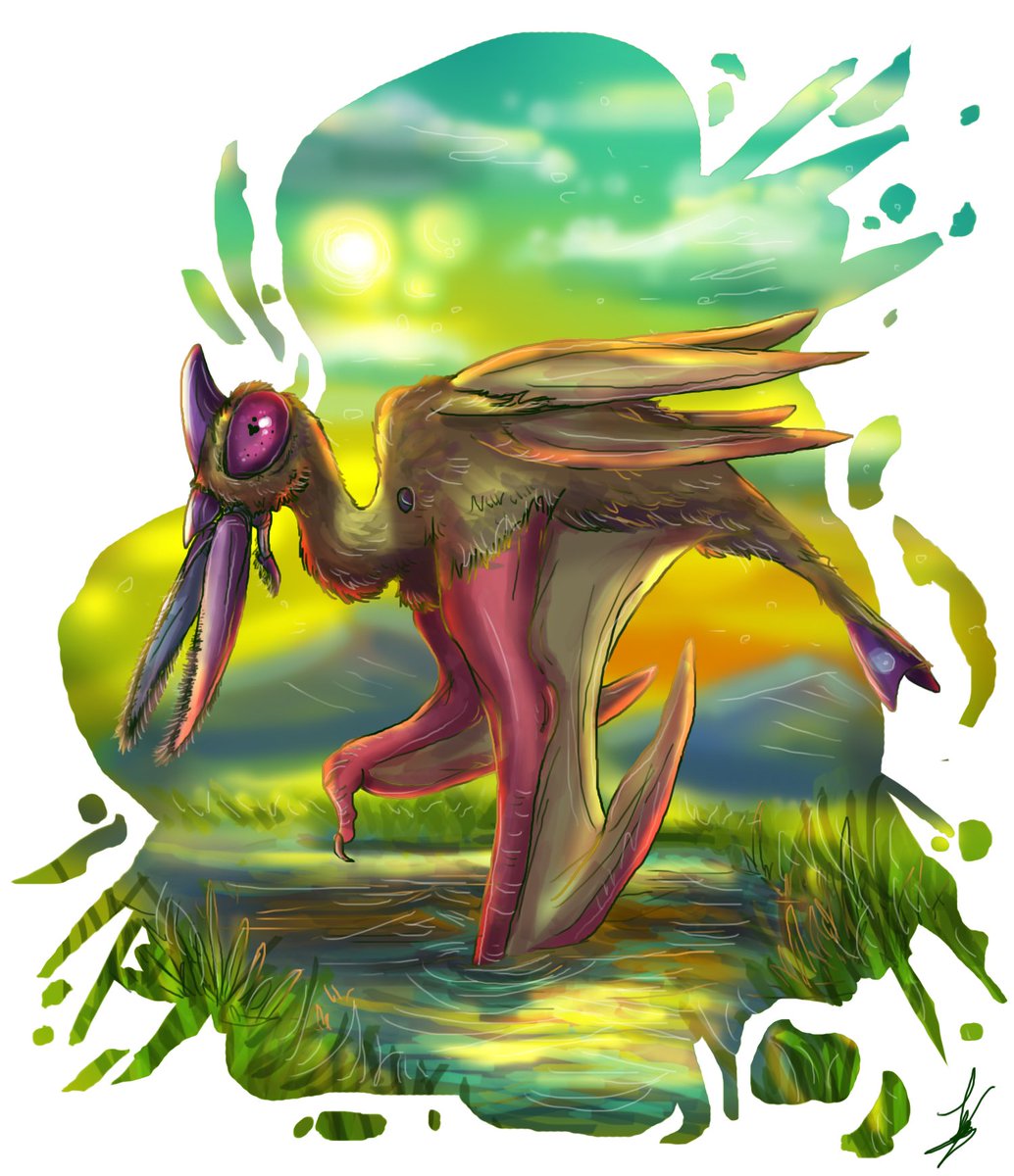 corax_lara's tweet photo. Two other posters for my #wallaceii Birbs :3
One is kinda like a flamingo and the other is more like an albatross xd

#creature #creaturedesign #birb #aliencreature #specevo #landscape #alien #xenobiology https://t.co/N6gzdrK0o1
