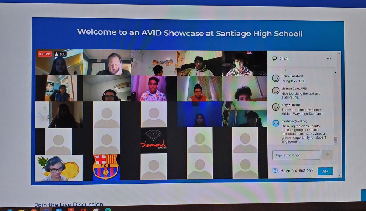 Attending a virtual AVID Showcase.💻 Way to go, Santiago High School! #ThisIsAVID