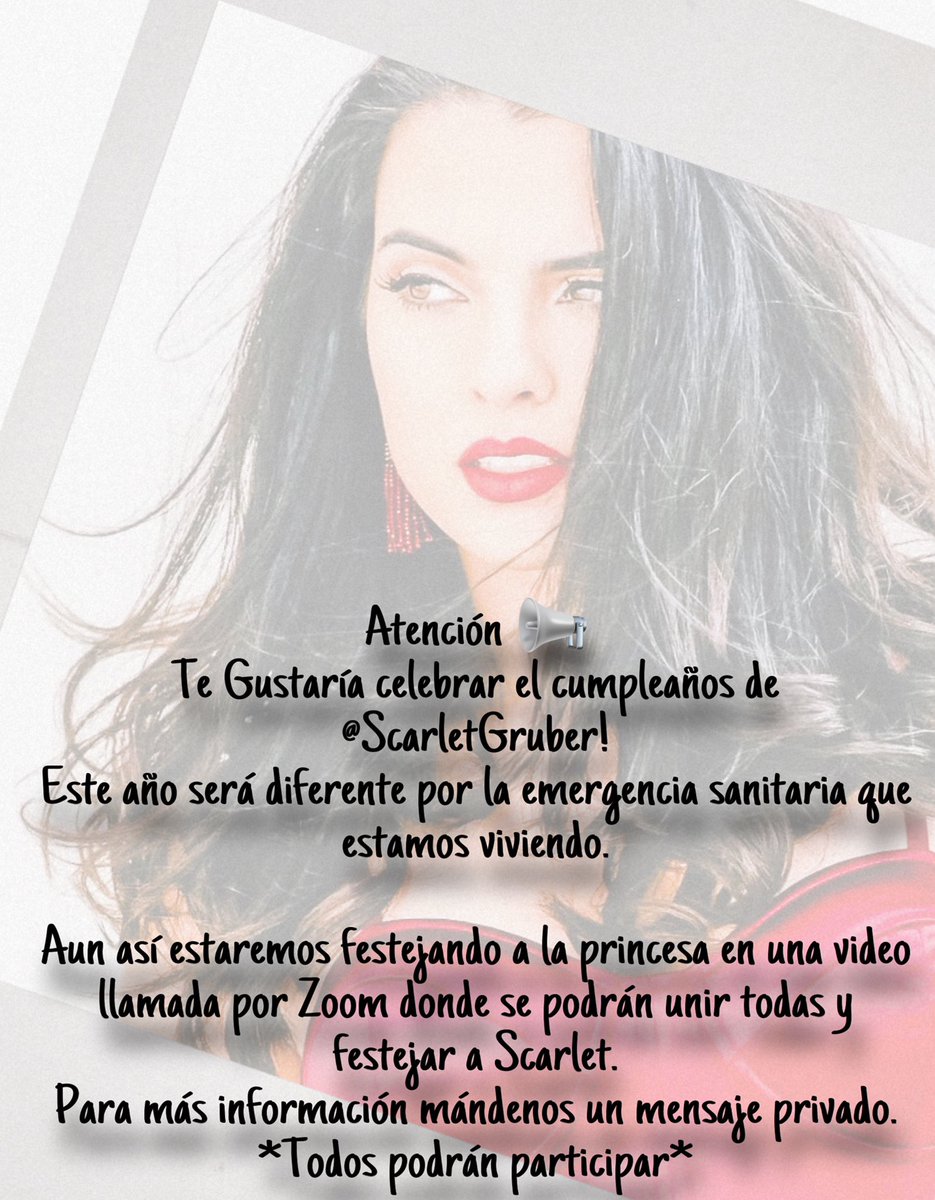ScarletGInt's tweet photo. Atención 📢 se llega el cumpleaños de @ScarletGruber 🥳
Si gustas participar envíanos mensaje directo para más información! 🙌🏻 https://t.co/BZgtggQ0MU