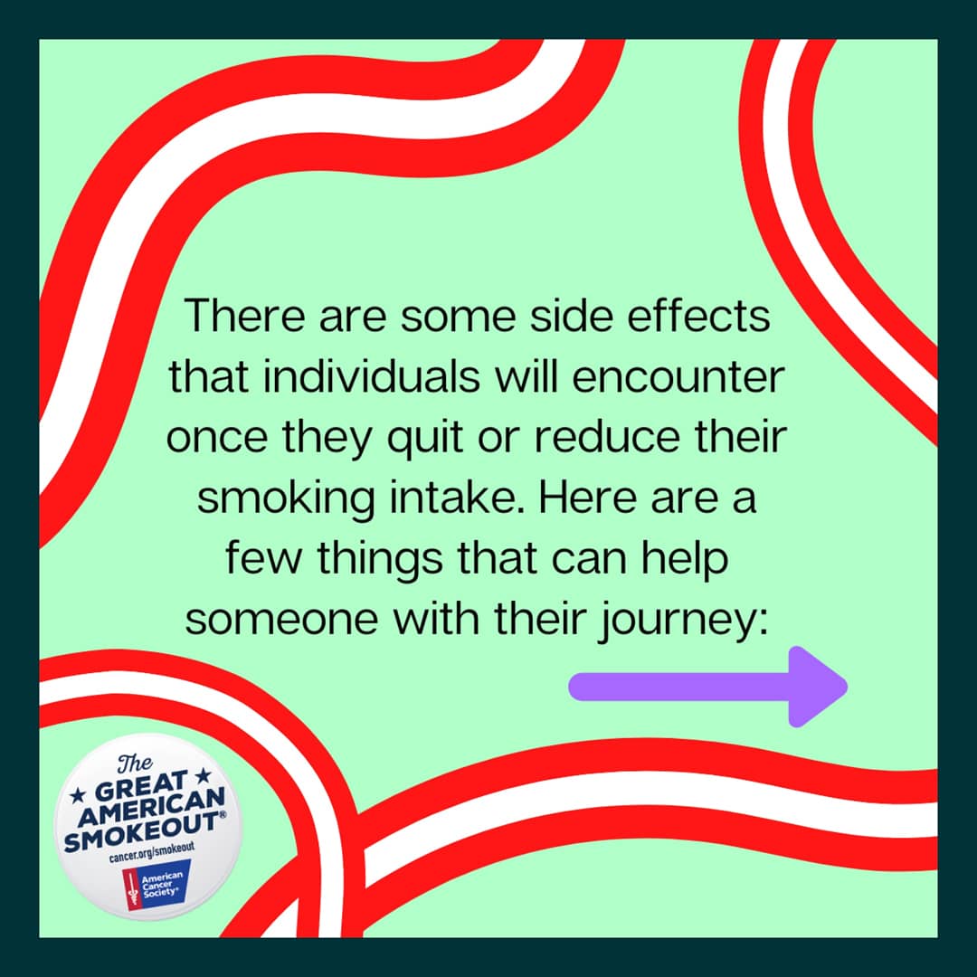 suppsfsu's tweet photo. Hi everyone! We hope you're doing well. With the GAS20 approaching, here are a few tips that can help someone with their journey to reduce/quit smoking 🚬
#GAS20 #greatamericansmokeout #reduce #quitting #smoking #aware #journey #americancancersociety #substanceusepeerprevention https://t.co/8Y947ZVIdQ
