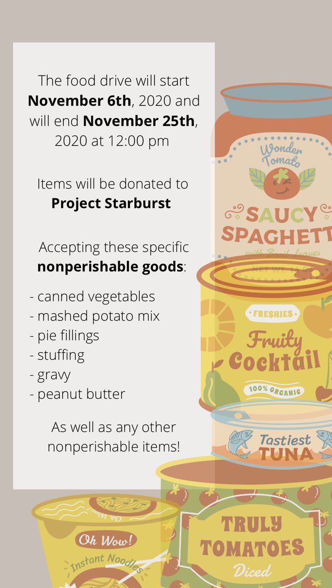FerrisStuGov's tweet photo. Hey Bulldogs, what better way to kick off the season of giving than by taking part in our annual canned food drive?! Potential prize of $500 will be awarded for 1st, 2nd, and 3rd place! https://t.co/DrhtnWOZtb