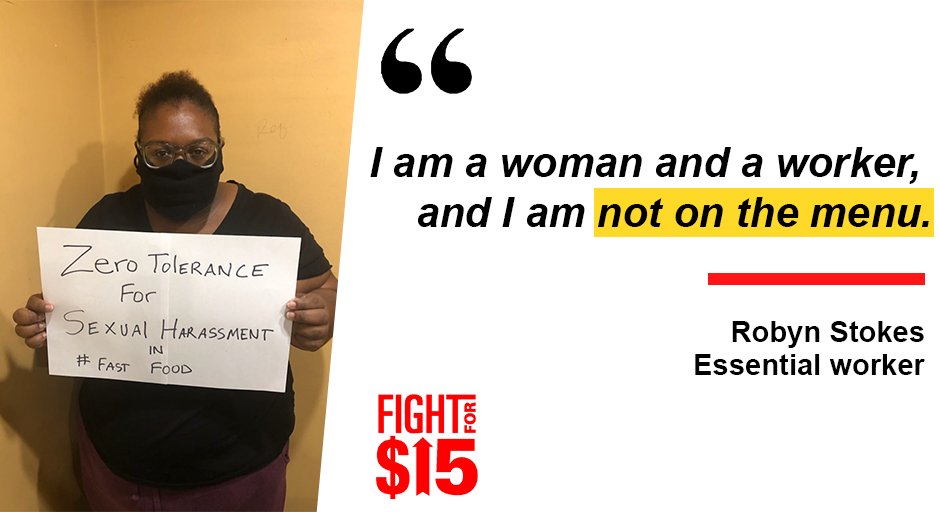 chifightfor15's tweet image. Today, workers like Robyn are united globally against sexual harassment in the fast-food industry. We are all in the fight together and together we will win! #FightFor15 #NotOnTheMenu #FastFoodGlobal