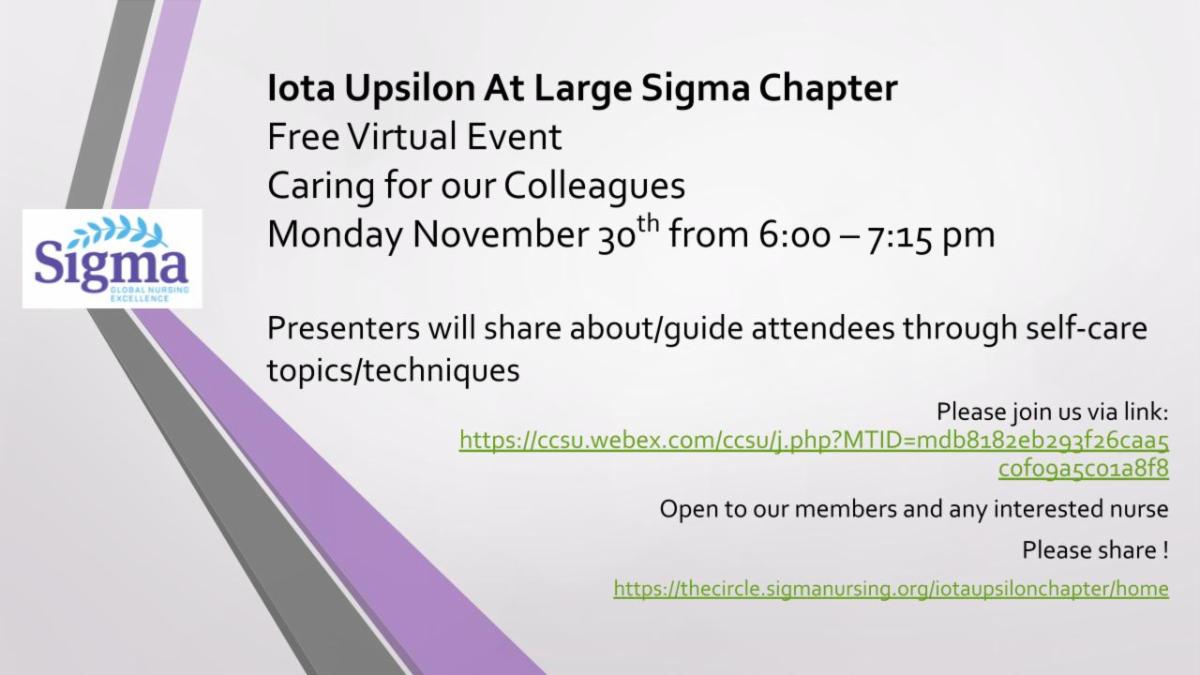 STTIIotaUpsilon's tweet photo. Caring for Colleagues Virtual Event https://t.co/aOw1fMWSMj https://t.co/aeNuDxhwy6