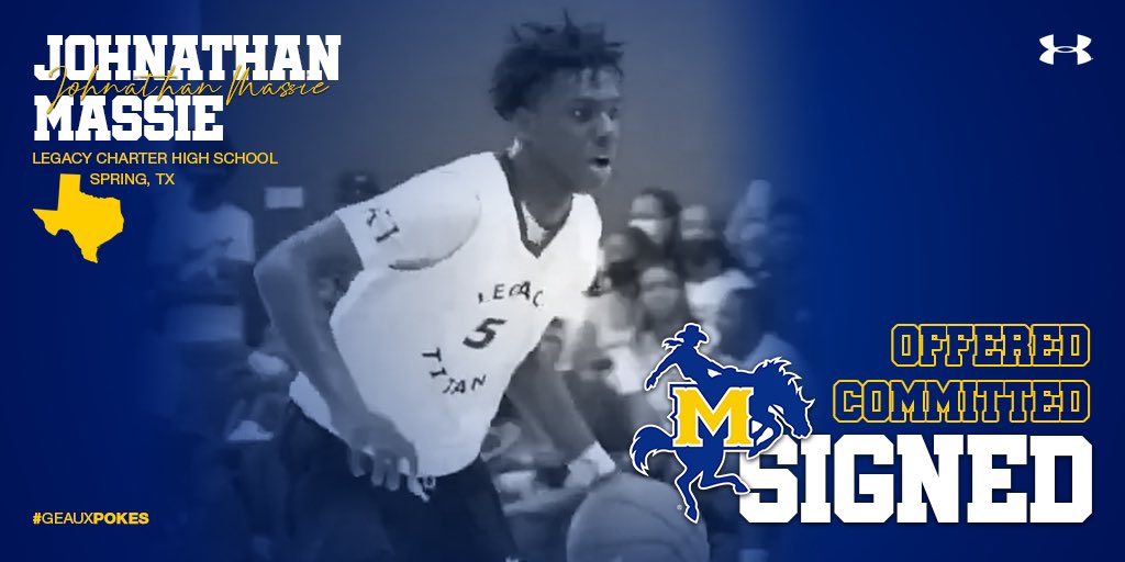 McNeeseMBB's tweet photo. The NLI is in! Johnathan Massie is officially a Cowboy! Welcome to the family! 

#GeauxPokes https://t.co/1waHMoHprT
