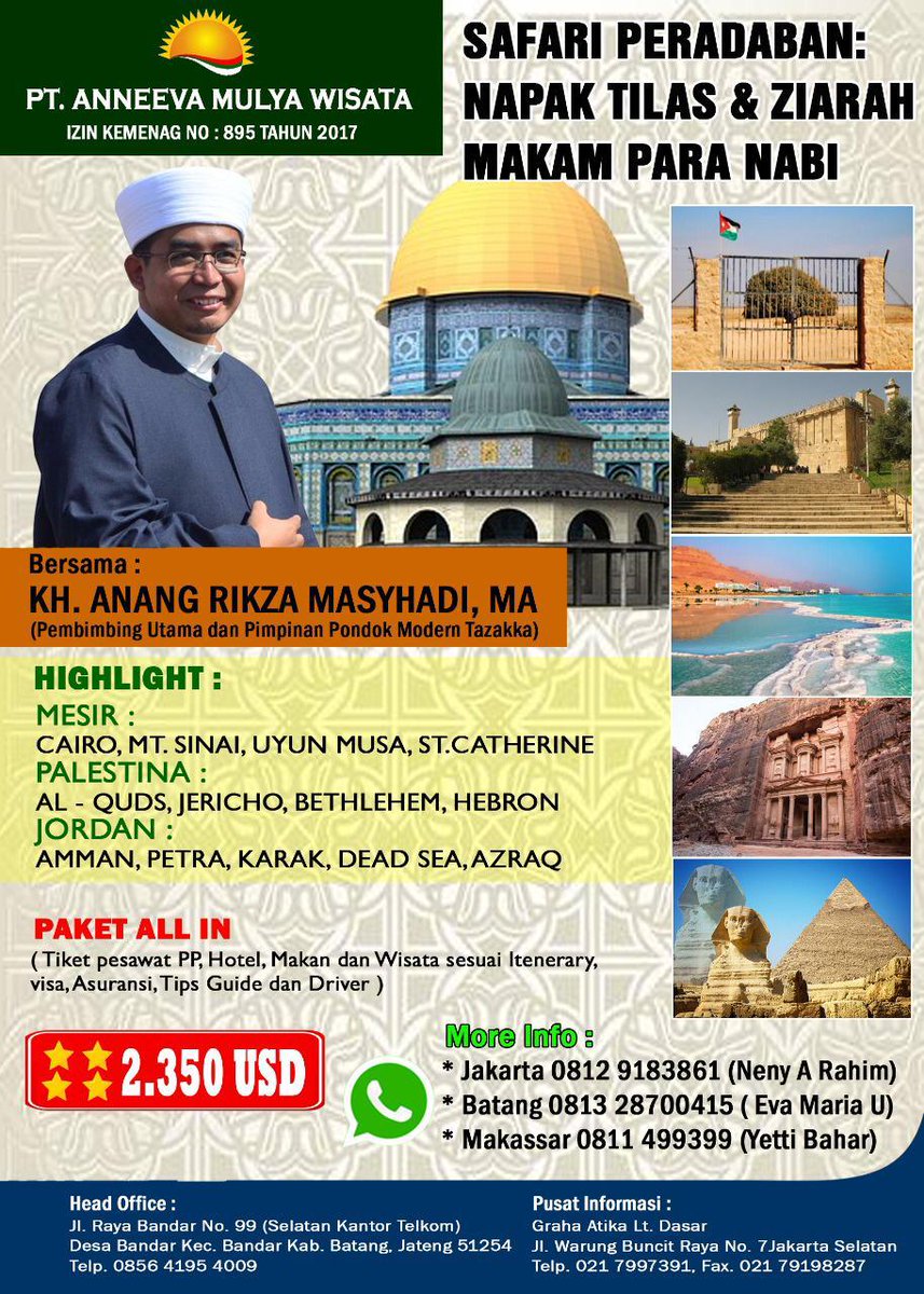 Ada PT. Anneeva Mulya Wisata travel umrah juga yang mewakafkan USD 50 / pax