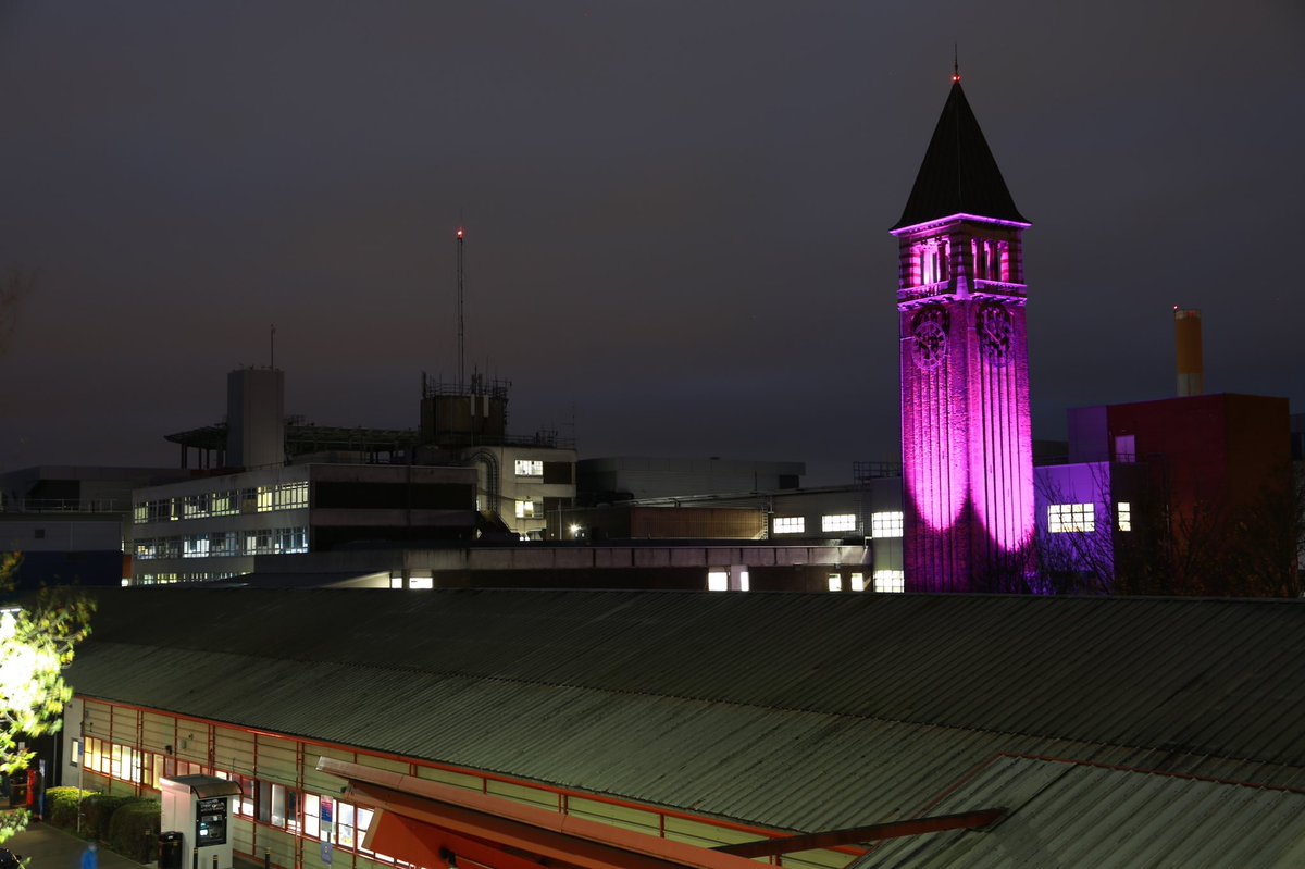 Medway_NHS_FT's tweet photo. All lit up for #WorldPrematurityDay.

The famous clock tower at Medway  Maritime Hospital shines purple tonight, in support of all the babies and families who are affected by premature birth. 

We are here to support you 💜 https://t.co/Qeexo3G41F