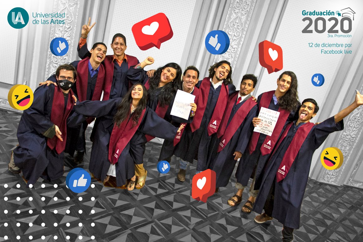 El 12 de Diciembre se realizará la graduación online de nuestra tercera promoción.

¡Felicidades a todos nuestros graduados!

 #GraduaciónUArtes