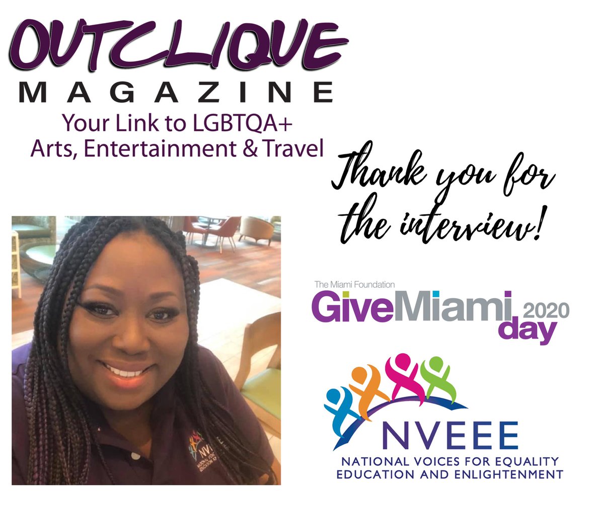 NationalVoices's tweet photo. Thank you @outclique magazine for a wonderful interview about @miamifoundation’s #givemiamiday. A day where Miami shows up and show out for their favorite organizations. Raising MILLIONS of dollars. Visit our page and show us some ❤️ and some 💰 . #Linkinbio. #nveee #PALS2021 https://t.co/jUy6U7W9xT