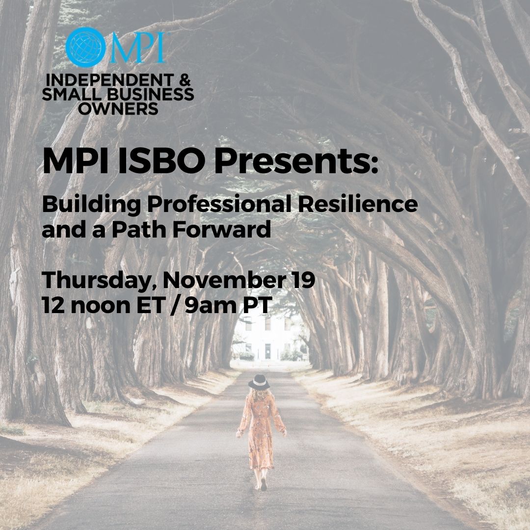 ChicagoMPI's tweet photo. Join #MPI ISBO as they present Building Professional Resilience and a Path Forward at 11 a.m. CT Nov. 19, 2020. Register at https://t.co/RZWi75dGPL!
#MPICAC #independentplanner #businessowner #entrepreneurs #thirdpartyplanner #meetingprofs #eventprofs #hospitalityindustry https://t.co/zMSaKohZAV