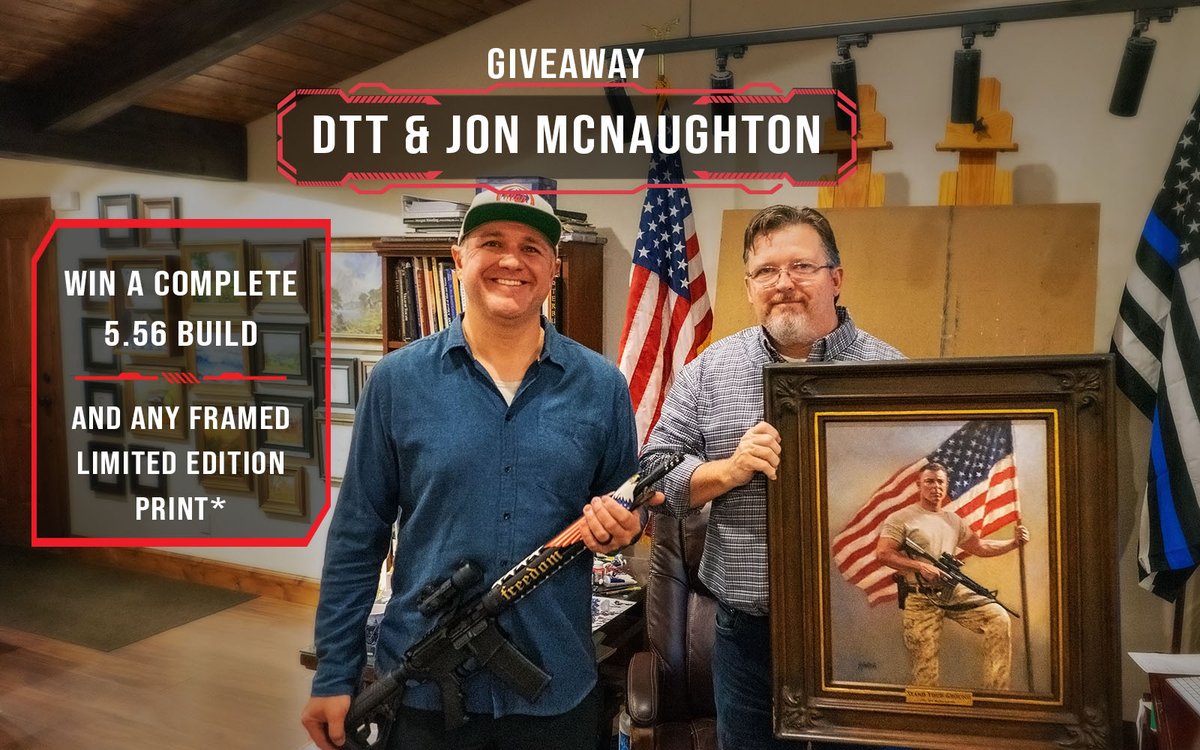 DeltaTeamTac's tweet photo. Our newest giveaway is live! Enter now to win a complete 5.56 build ft. @webuildunique 's freedom handguard and Your choice of any framed limited edition painting by the artist @jonmcnaughton.art! You can enter through the link below!
https://t.co/wJUDNKoqLI https://t.co/8v2SSjRzKr
