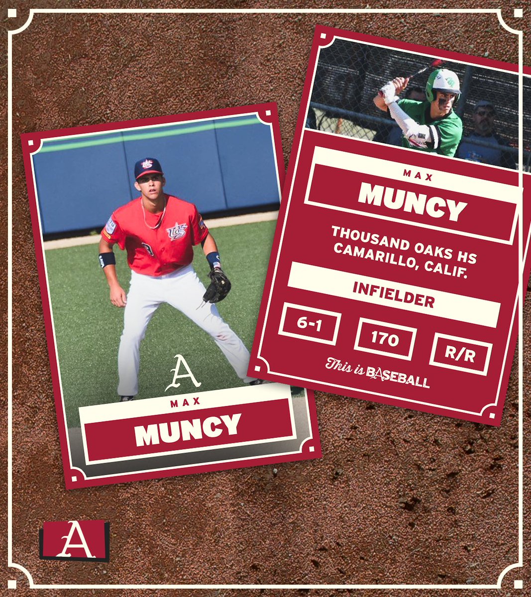 RazorbackBSB's tweet photo. From the 𝐆𝐨𝐥𝐝𝐞𝐧 𝐒𝐭𝐚𝐭𝐞 to the 𝓝𝓪𝓽𝓾𝓻𝓪𝓵 𝓢𝓽𝓪𝓽𝓮. 

Excited to add our 19th signee to the class @Maxmuncy_8! https://t.co/q3mbn7Nvqv