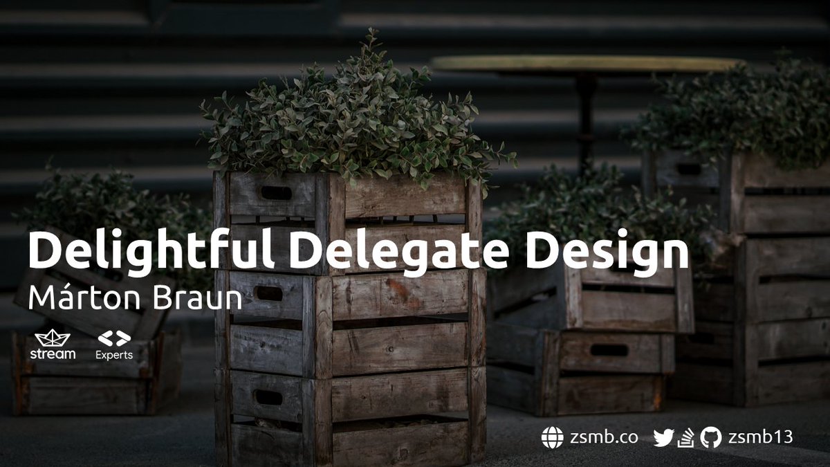 zsmb13's tweet photo. I am wrapping up my talk Delightful Delegate Design at @droidcon #dcAmericas 2020.
You can find the slides and resources on my site, right here: https://t.co/WUY37Pq7Pl https://t.co/w8AouPLSRP