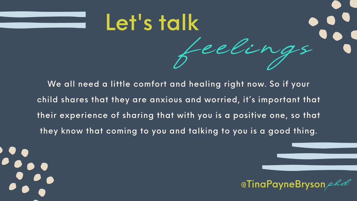 tinabryson's tweet photo. If your child shares that they are anxious and worried, it’s important that their experience of sharing that with you is a positive one, so that they know that coming to you and talking to you is a good thing.

For the full post, click below:
https://t.co/GwYnvjLoFj

#parenting https://t.co/SeesBcSdp2