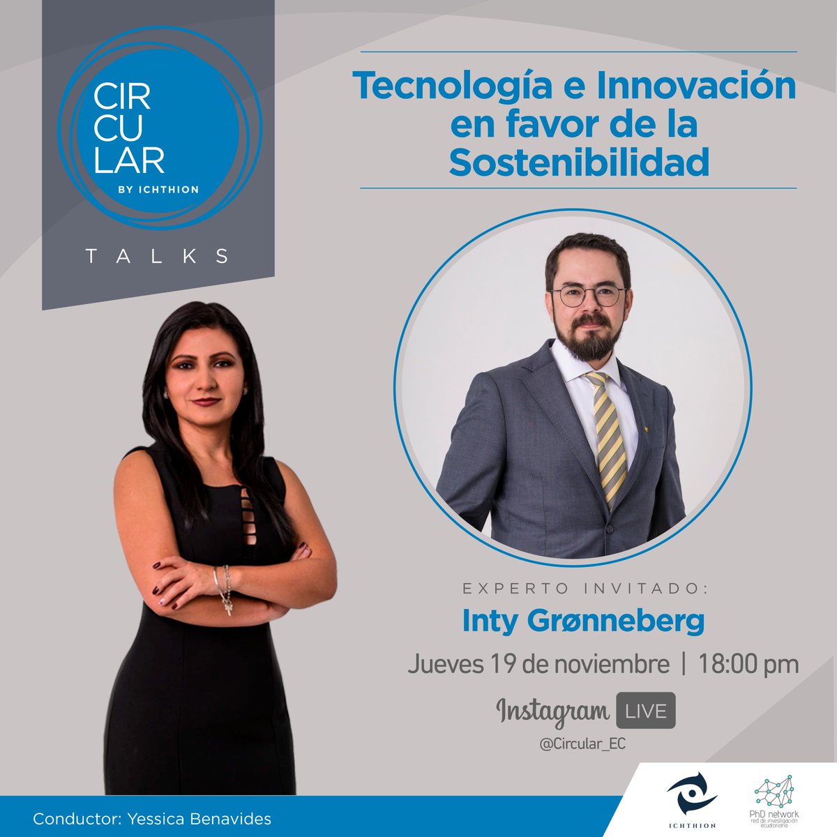 CircularEC's tweet photo. Esta semana hablaremos sobre la Tecnología y la Innovación en favor de la Sostenibilidad junto a @groninty, Presidente y Cofundador de Fundación Circular by Ichthion.
Acompáñanos este Jueves 19 de noviembre a las 18h00 a través de nuestro Instagram Live.
#SomosCircular https://t.co/TuoN00igxR