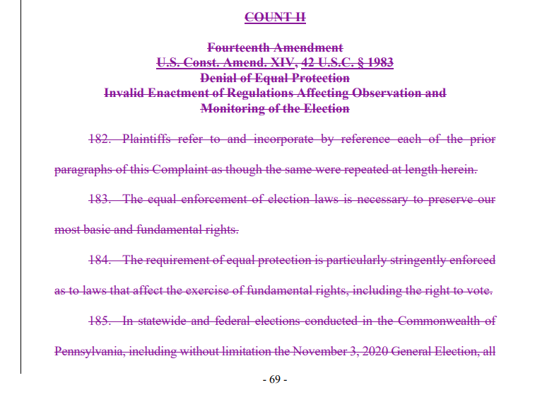 Giuliani is going on at length about Republicans not being able to observe vote-counting, and also apparently Democrats because not all Democrats are corrupt. Recall that Trump's campaign dropped this part of its lawsuit and this argument has nothing to do with anything.