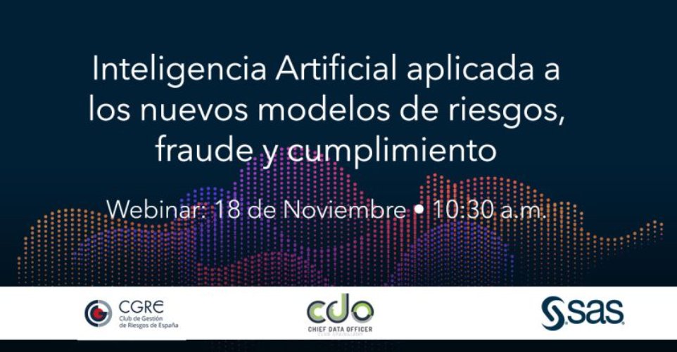 SASEspana's tweet photo. ¡Nuevo webinar 🔝 !
Acompáñanos a esta sesión sobre la #IA aplicada a los nuevos modelos de riesgos, fraude y cumplimiento. Con ponentes como @rfdzcampos de @ClubCDO_Spain o Juan Carlos Estepa del #CGRE. #SAS
🗓️ 18/11
🕥 10:30am
🔗 Regístrate ➡️ https://t.co/rdD3wFLXcK https://t.co/Ks6KFyLCPQ