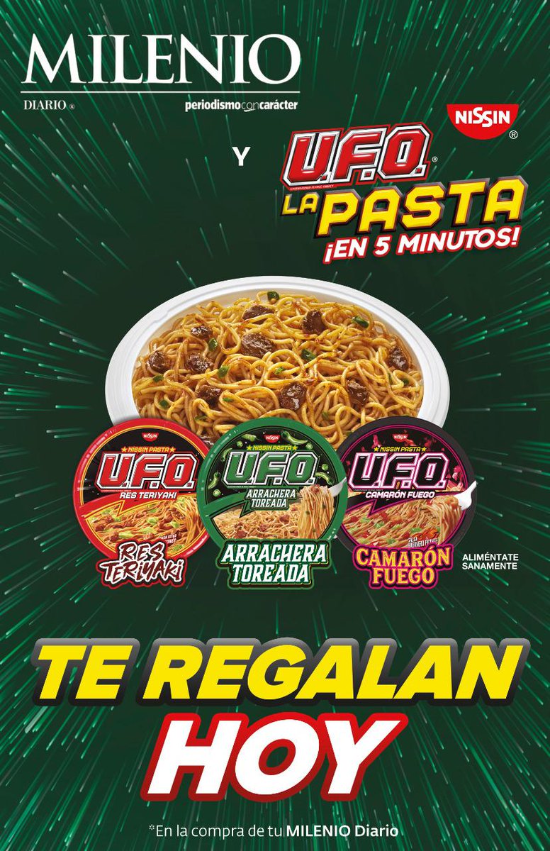 telediario's tweet photo. ¡Es hoy! ¡Es hoy! No olvides que este día @Milenio te regala U.F.O. #LaPastaEn5minutos https://t.co/zlsoxl5dMI