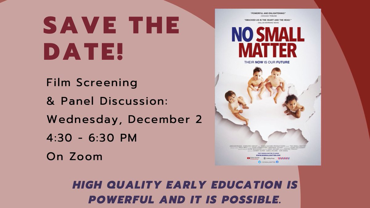 NH4youth's tweet image. Save the evening of Wednesday(12/2) for our next screening &amp;amp; panel! We will be viewing No Small Matter, a documentary that explores the most powerful force for change in America today: early childhood education.  

RSVP: bit.ly/3nt1yS8
@WaypointNH @JOELLE4milford