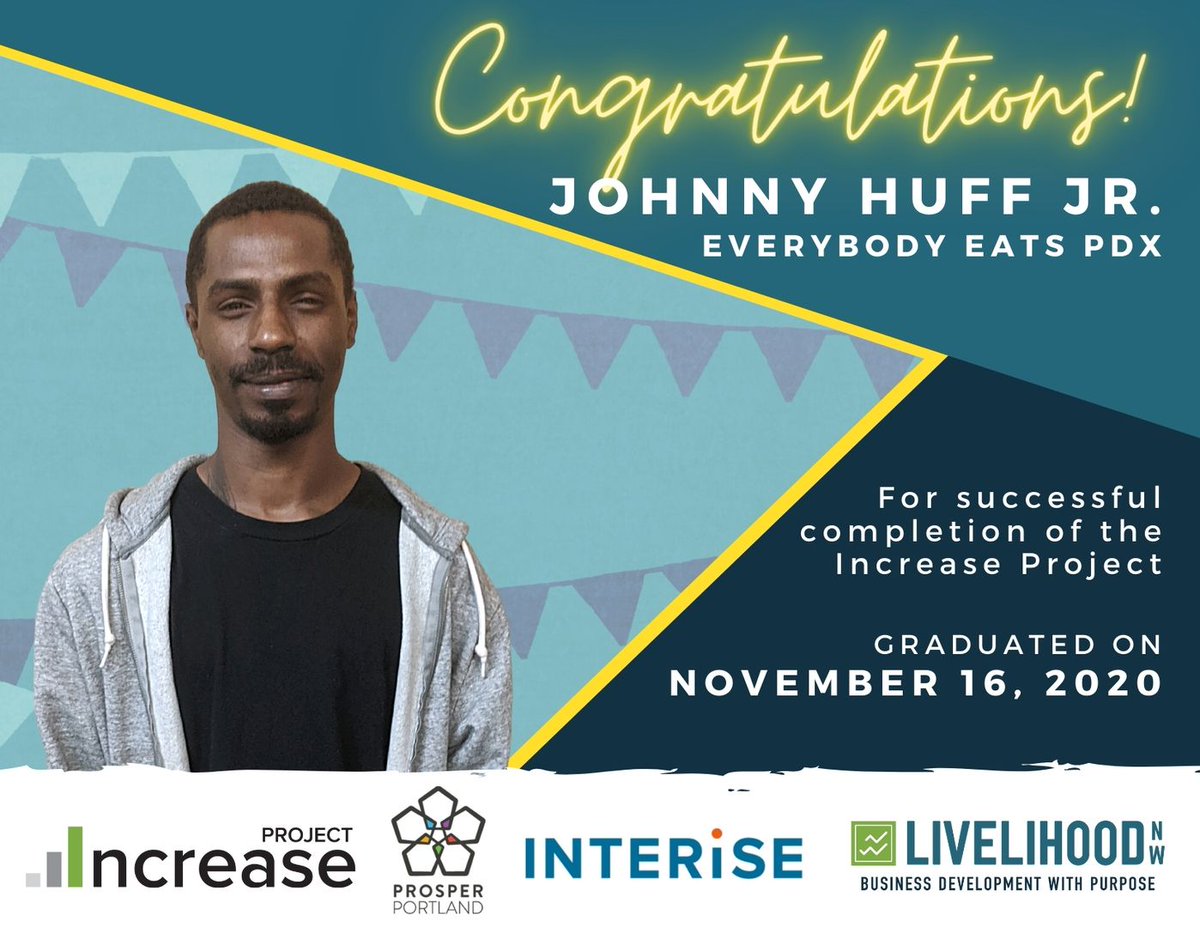 LivelihoodNW's tweet photo. Congratulations to Johnny from Everybody Eats PDX! He's just graduated from our latest cohort of Increase Project!
#graduates #IncreaseProject #smallbusinessPDX #cohort #businessdevelopment https://t.co/cixBN0n3iH
