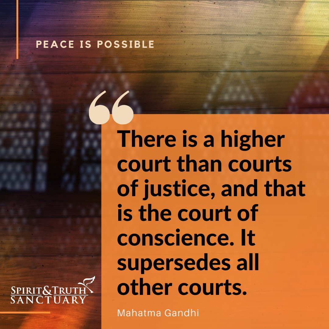depaulk's tweet photo. "There is a higher court than courts of justice, and that is the court of conscience. It supersedes all other courts." - Mahatma Gandhi
#peaceispossible #spiritandtruthsanctuary #fullyawake #health #spirit #mind #divinity #humanity #creating #inclusion https://t.co/eRPlafNXg8
