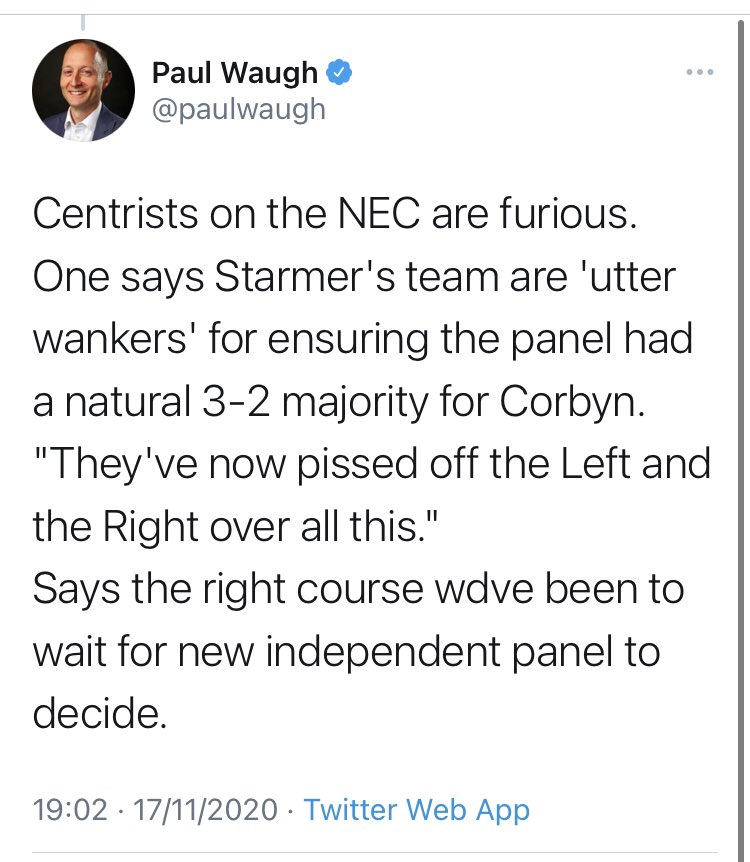 Well yeah but the new independent process wouldn’t have expelled him either, and thats meant to be the magic bullet that will sort all this out, so that would be worse. You have to say this is a massive problem the Sensibles have inflicted upon themselves.