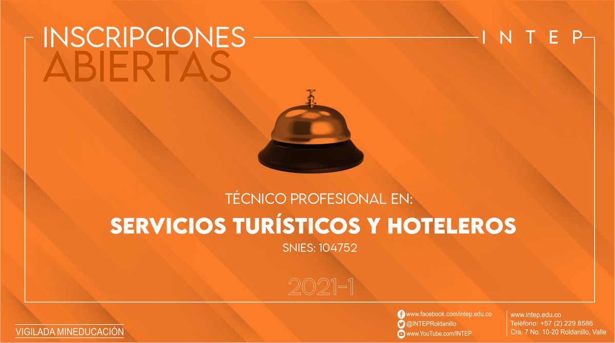 #InscripcionesAbiertas - #ProgramasAcadémicos:

Inscripciones abiertas al primer período académico del 2021 de los programas Técnicos Profesionales, Tecnológicos y Profesionales Universitarios pertenecientes al 
<a href="/INTEPRoldanillo/">INTEP Roldanillo</a>
bit.ly/38VGqQz