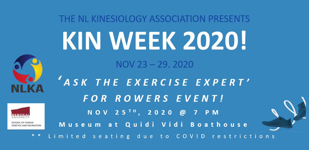 KinesiologyNL's tweet photo. Are you a rower? Join the NLKA for an 'Ask the Exercise Expert' session for rowers on Wed, Nov 25th @ 7pm at the Boathouse at Quidi Vidi.
For more details and to sign up see Eventbrite page
@CdnKinesiology 
@MemorialHKR 
#KinWeek 
https://t.co/RcV2pgDJlQ https://t.co/agSOfFFHMO