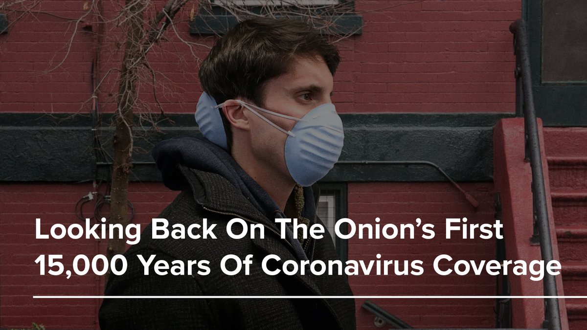 TheOnion's tweet photo. CDC Recommends Also Wearing Face Mask On Back Of Head In Case Coronavirus Attacks From Rear https://t.co/LObhoSPWfr https://t.co/mVfrlVyPLh