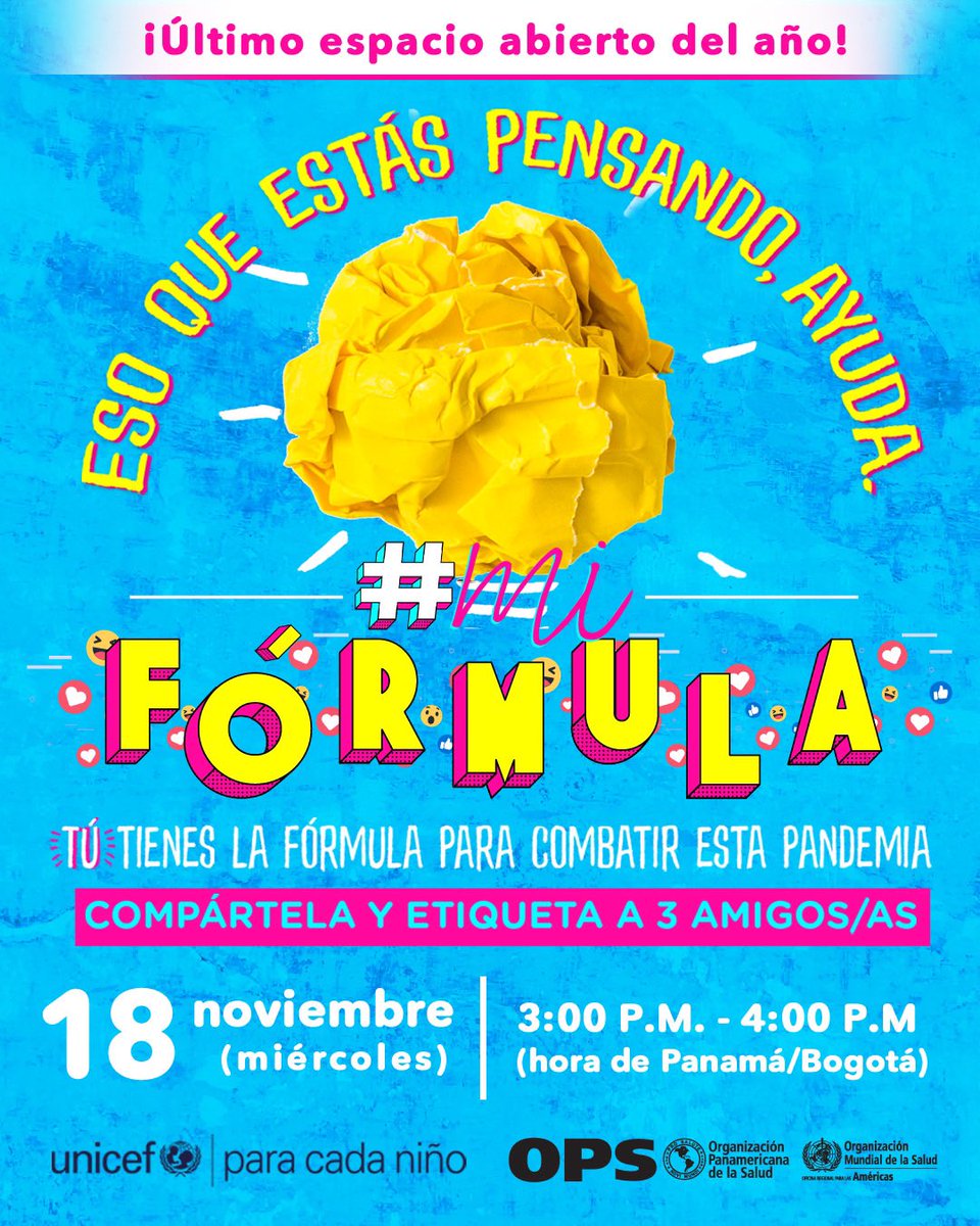 uniceflac's tweet photo. ✳️ Mañana, con @opsoms estaremos en nuestro encuentro de jóvenes para hablar sobre la fórmula para sobrellevar la #COVID19

❤️ ¡Este es un espacio seguro de jóvenes para jóvenes!
❤️ Ayúdanos a pasar la voz!

Regístrate en: https://t.co/cjP5rnTswc https://t.co/T7WVZB5xTN