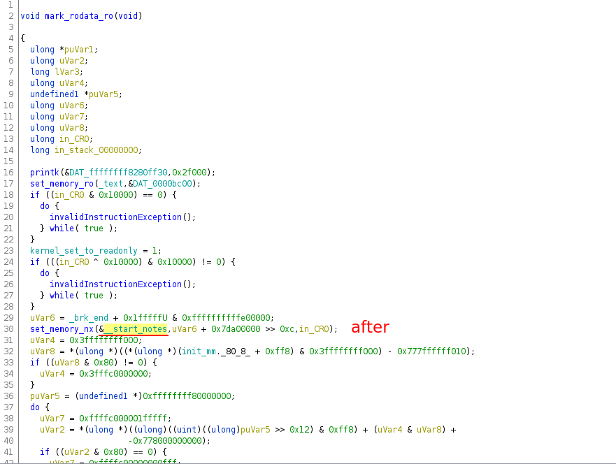uid1000's tweet photo. Not trying to add fuel to the fire here, but I just got a hold of the private versions of PaX/grsec (one version is a few months before &amp; the other a few months after my work). In the later version the executable .rodata issue is fixed. I was told it was a 'known' 'non-issue'. https://t.co/fELP66HnWT