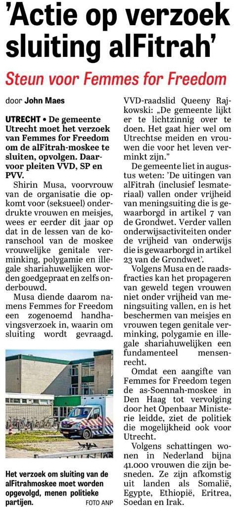 femmes4freedom's tweet photo. VVD-raadslid @QueenyRaj : ‘De gemeente lijkt er lichtzinnig over te doen. Het gaat hier wel om Utrechtse meiden en vrouwen die voor het leven verminkt zijn.’@telegraaf @johnmaes #stopvgv #vrouwenbesnijdenis #genitaleverminking 🆘 https://t.co/w4WWVrgKyS