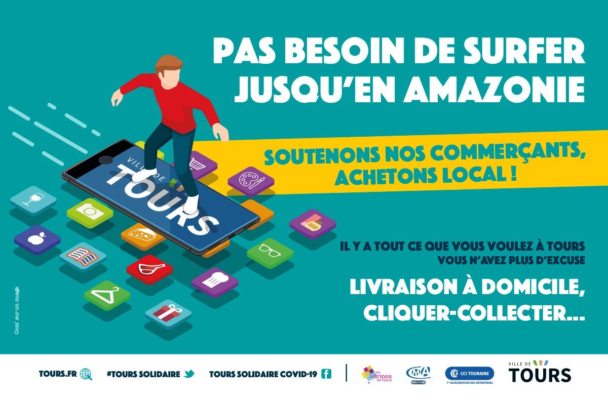 Soutenons nos commerçants, achetons local 🛍 !
Durant cette crise sanitaire, la municipalité met en place plusieurs actions pour soutenir les commerçants de #Tours.
facebook.com/tours.fr/posts…