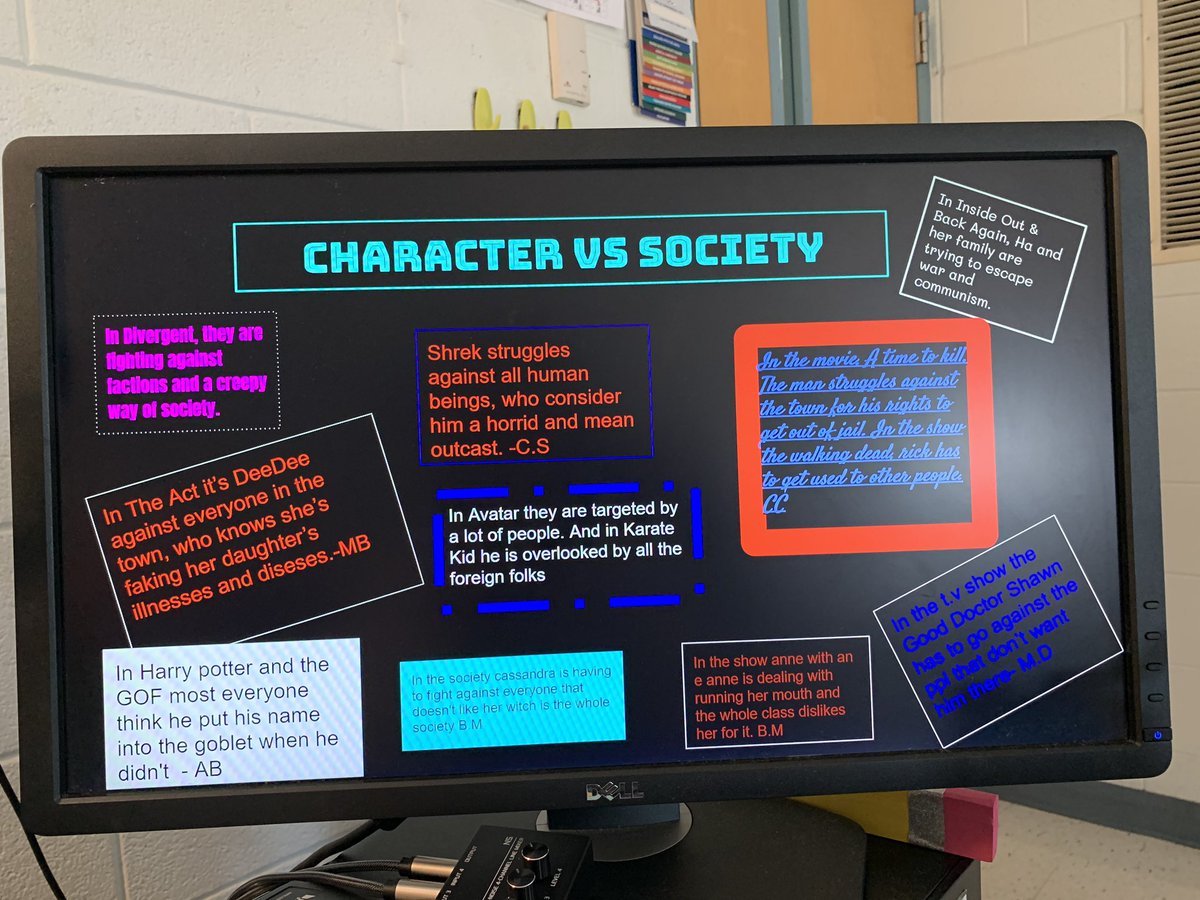 RDavisGMS's tweet photo. Today we used @Google #slides in a discussion board type setting to provide examples of external conflict. The students were engaged and loved adding their own thoughts and ideas. #shapingscotties #GMS #makingthemiddlematter https://t.co/eKNicvGC1F