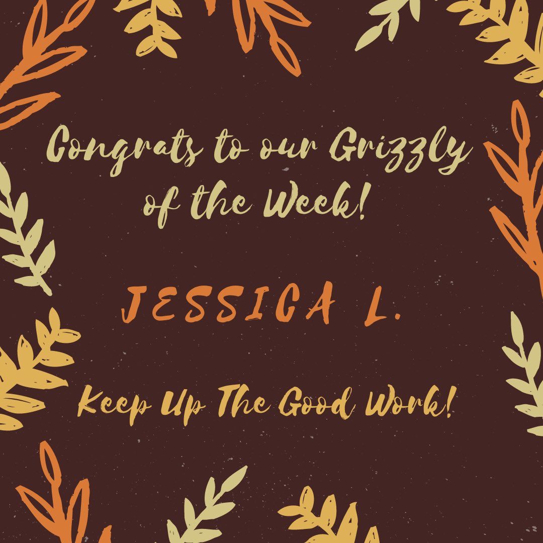 LOHSachievement's tweet photo. Congrats to our Grizzly of the Week, Jessica L!🐻🎉 https://t.co/hCYuoYiDlA