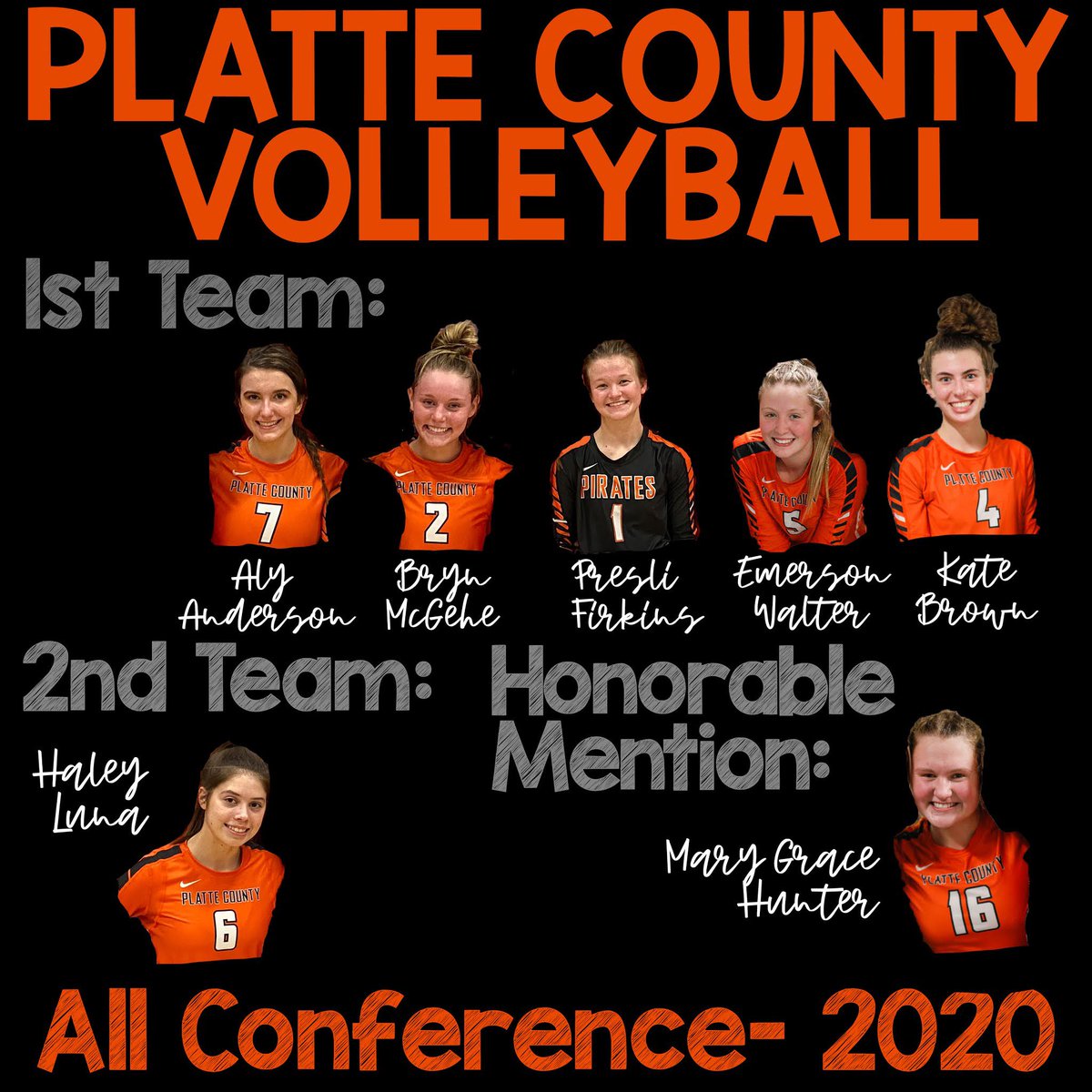_PCVB_'s tweet photo. Congratulations to these athletes for being selected to All-Conference Teams! 🎉🎉 @AlysonA5203 @McgeheBryn @PresliJo @EmersonWalter5 @katebrownnnnn @Haley_Jo_67 @mghunter_ https://t.co/7aOre13yUD