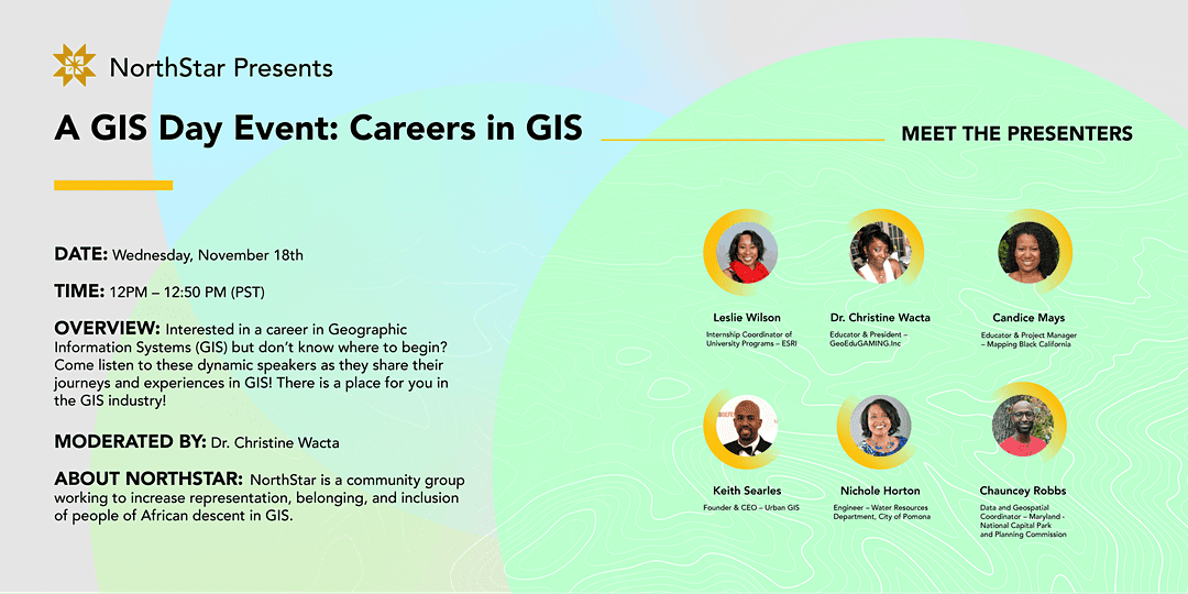 theAAG's tweet photo. Tomorrow, join @GISNorthstar for two #GISDay events: Careers in #GIS at 12 PM PST https://t.co/eoFNUWTm7j and #GIS for Impact in Real Time at 1 PM PST https://t.co/JtHO4FnJ6h #BlackinSTEM #BlackinGIS  #GeoWeek #GeographyAwareneesWeek #BlackinGeoscience https://t.co/pWnoUknt9J