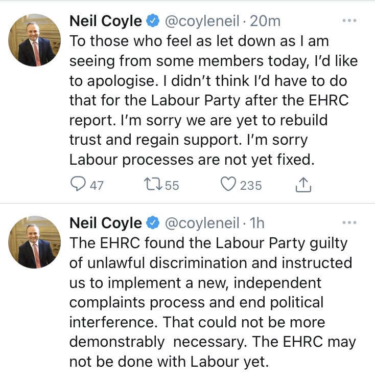 Coda: just one example here of people who know the party cannot deliver the brutal purges that some folk within it have clearly been promising, and yet is continuing to intentionally pour petrol onto the fire, just as they have done since day one.