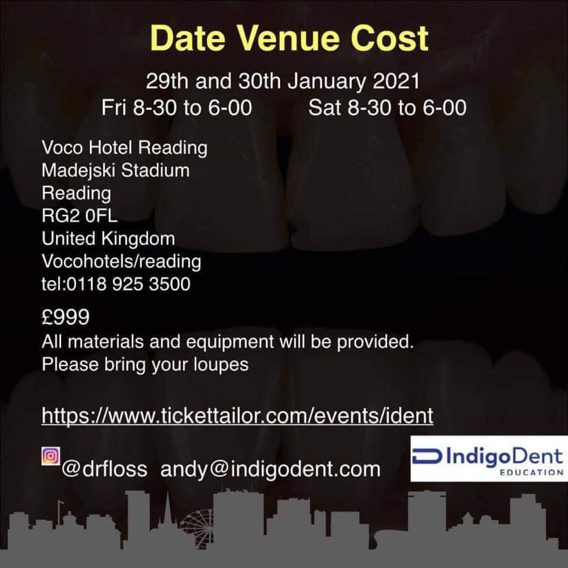 Anterior Composite Dentistry hands-on course w/ Dr <a href="/AChandrapal/">Andrew Chandrapal</a> - Jan 29/30, 2021 in #Reading. Limited places remain. 
Booking link: tickettailor.com/events/ident/4… 

<a href="/DentalHour/">DentalHour</a> #DentalHour #VenusPearl #Kulzer