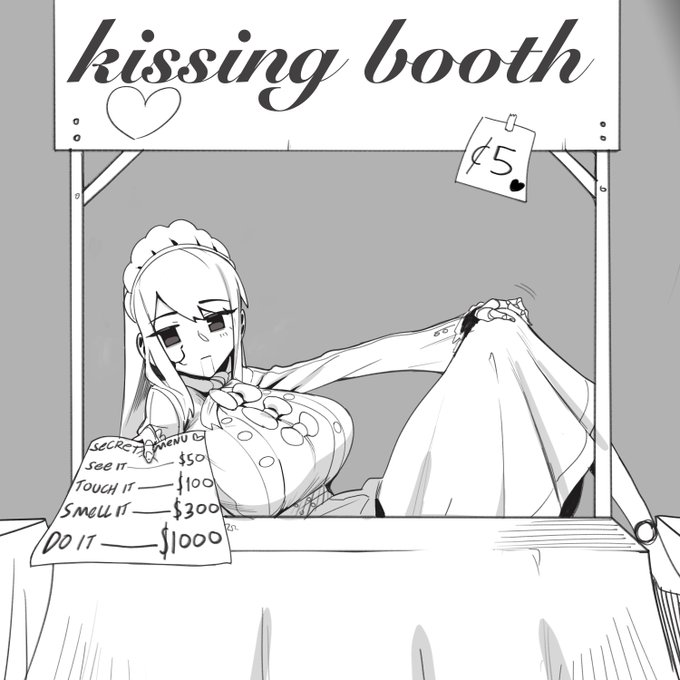 Kissing Booth is ready! Line up for your orders!
I take both cash and credit ♥️?

Art by @Minkyew 