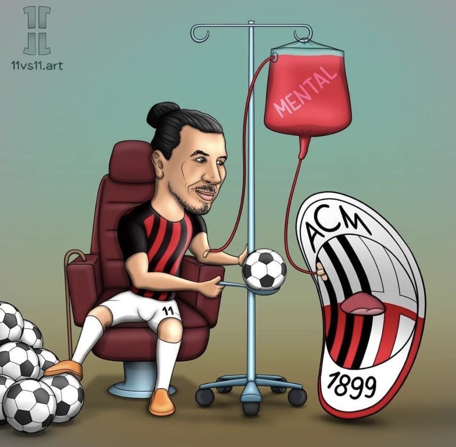 Turk1gh's tweet photo. 📸- @11vs11art :
كاريكاتير معبر يشرح عن إعادة زلاتان إبراهيموفيتش العقلية إلى ميلان وتغذيته للفريق بالأهداف ❤️❤️👏🏻 . https://t.co/J9FfWY6zkK