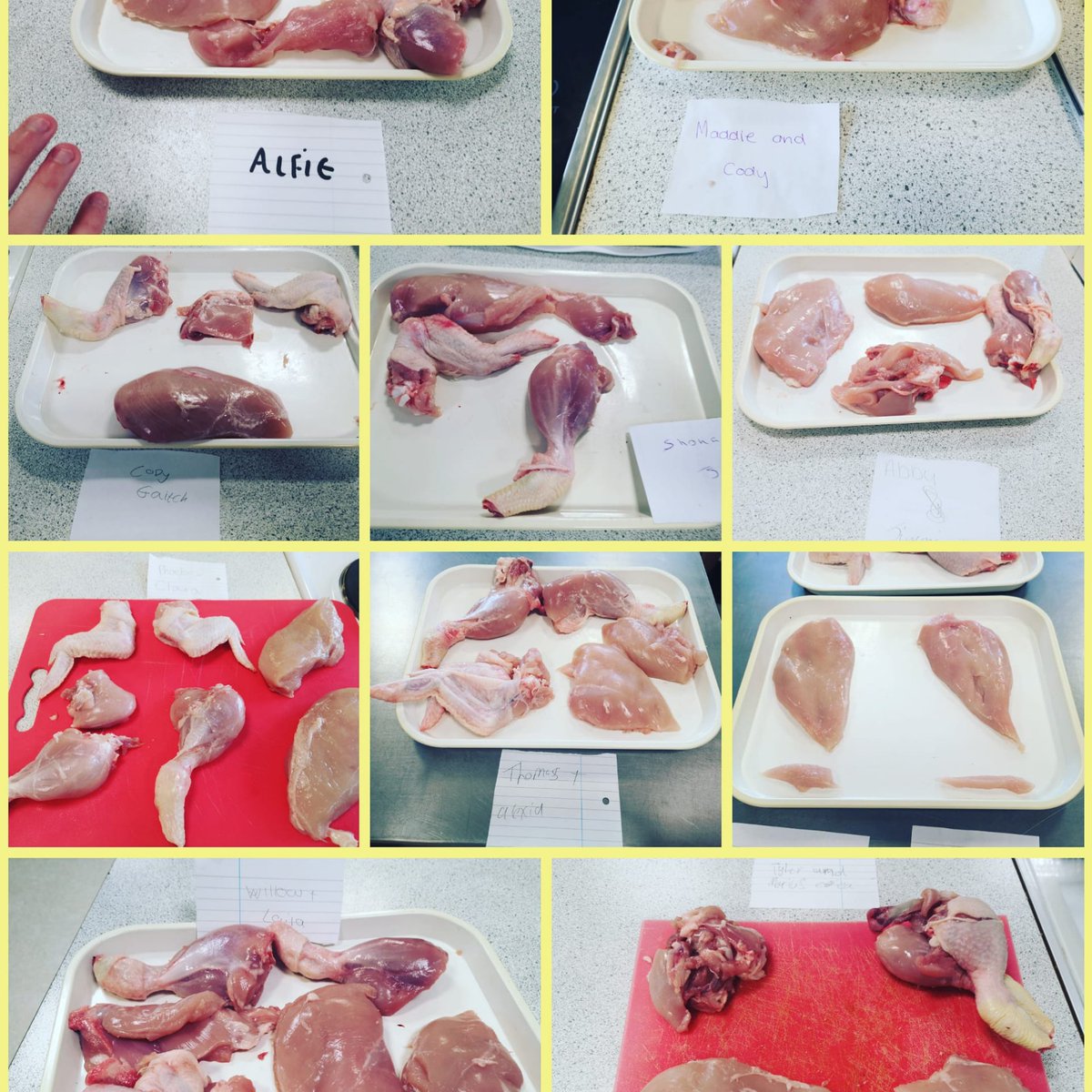 mrsmburrows's tweet photo. Year 9. Jointing a chicken ready for making into a range of dishes (chicken Kiev, curry, bbq chicken wings, chicken soup, chicken chasseur) #budgetmeals #usingthewholeanimal #nofoodwastehere #tracability https://t.co/qpY3ihDIw4